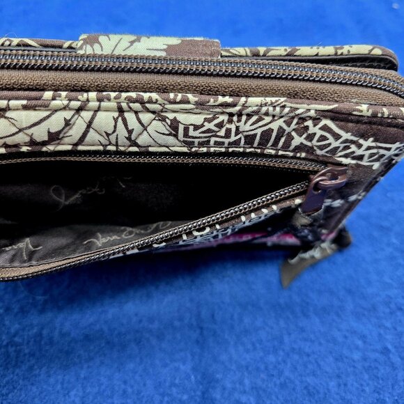 Vera Bradley Wallet Imperial Toile Brown Pink Floral Turnlock Zip Around Retired - Picture 5 of 10